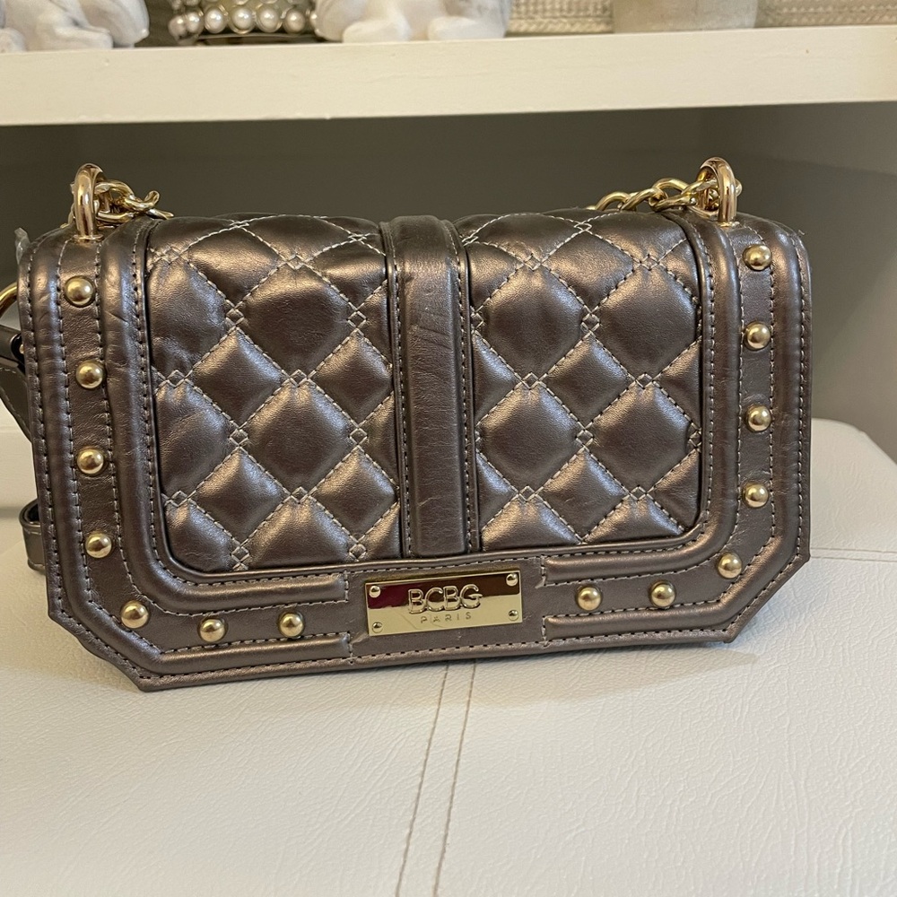 BCBG Paris Metallic Quilted Shoulder Bag